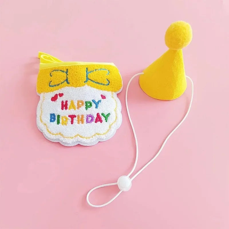 Adorable Magic Birthday Pet Hat & Matching Bib Set