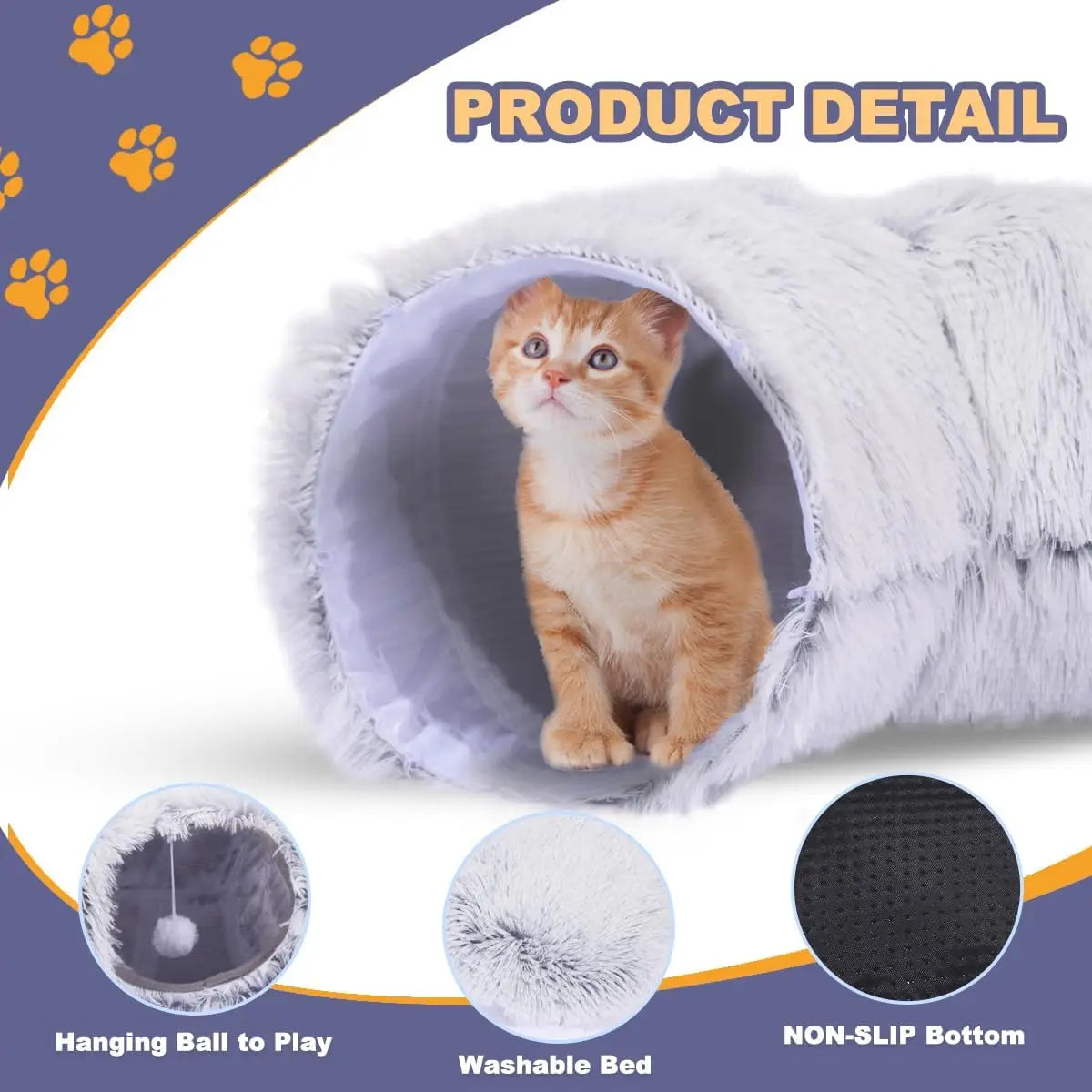 2-in-1 Foldable Donut Tunnel & Calming Pet Bed
