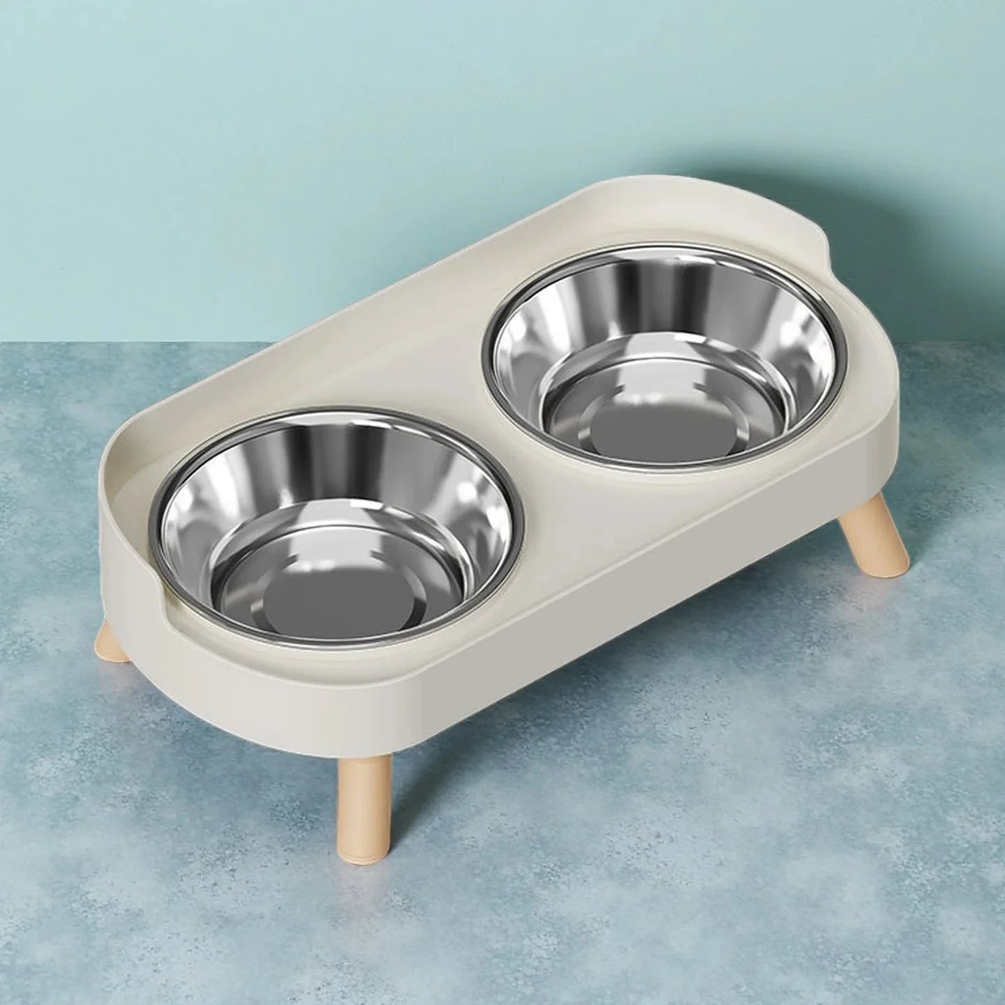 Dopamine Elevated Pet Feeder - Dual Stainless Steel Bowls with Neck Support