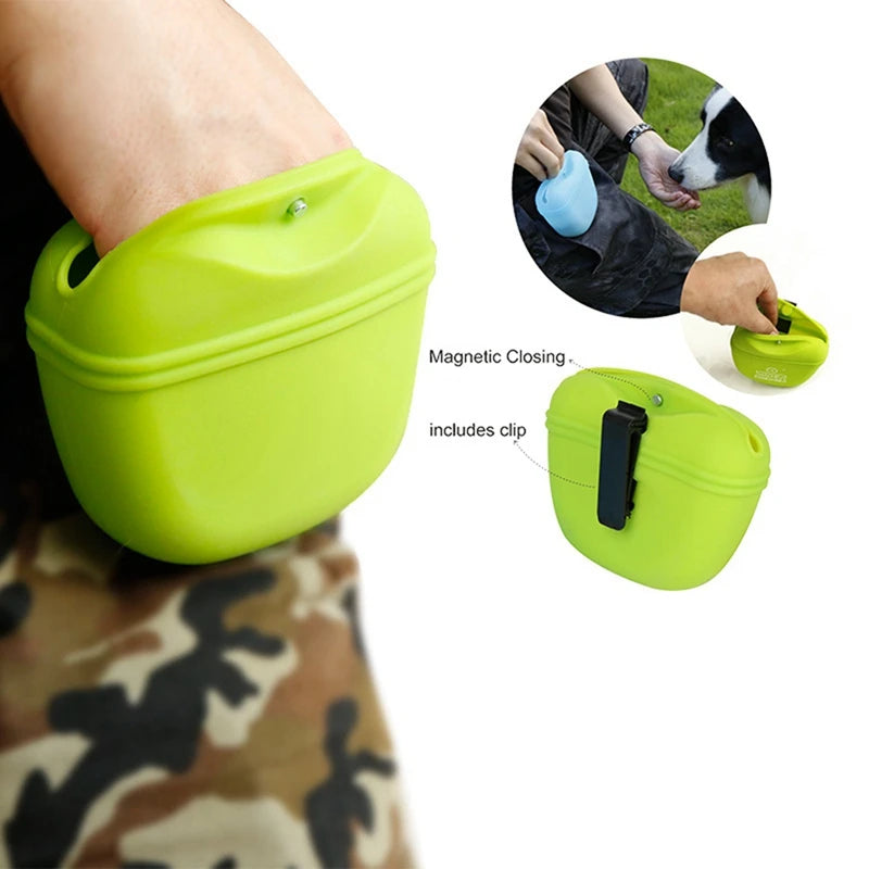 Magnetic Silicone Pet Treat Pouch - Hands-Free Training Bag