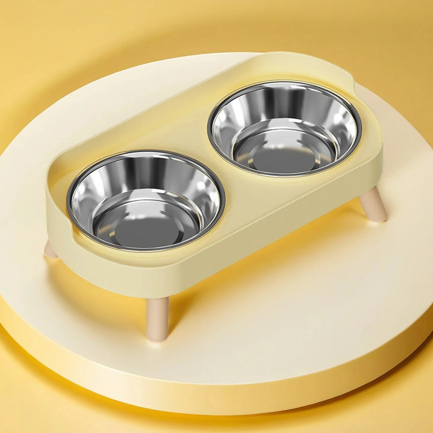 Dopamine Elevated Pet Feeder - Dual Stainless Steel Bowls with Neck Support