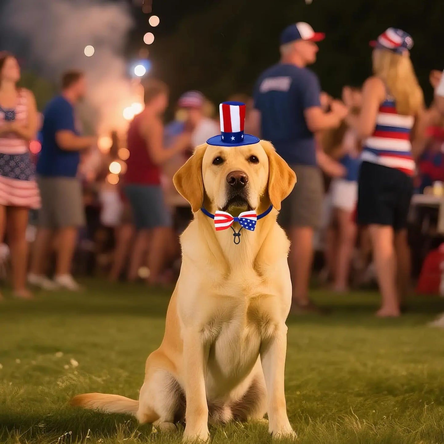 Uncle Sam Patriotic Pet Hat & Bowtie Set - 4th of July Edition