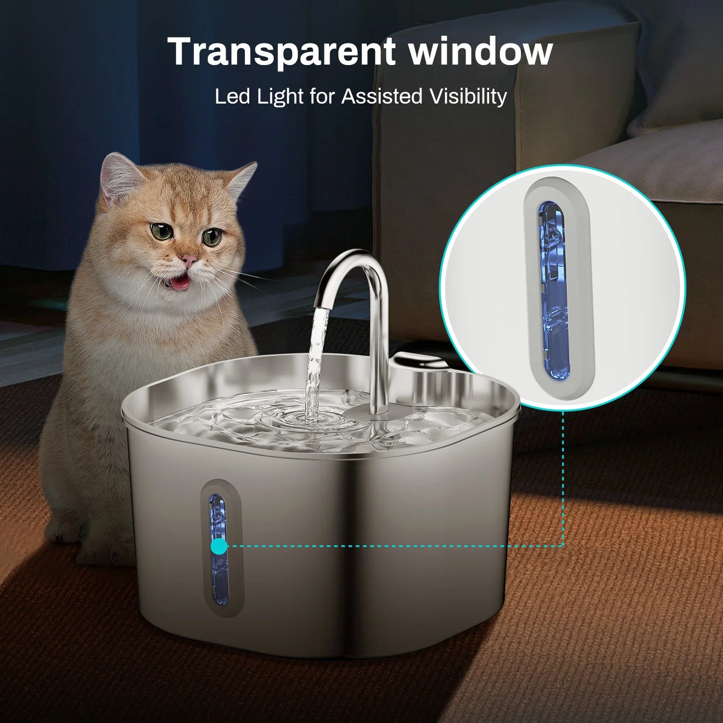 AquaFlow Stainless Pet Fountain