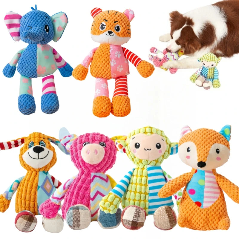Squeaky Plush Dog Chew Toy - Bite Resistant Dental Care Animal