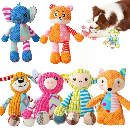 Squeaky Plush Dog Chew Toy - Bite Resistant Dental Care Animal
