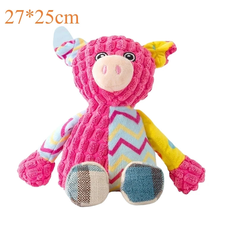 Squeaky Plush Dog Chew Toy - Bite Resistant Dental Care Animal