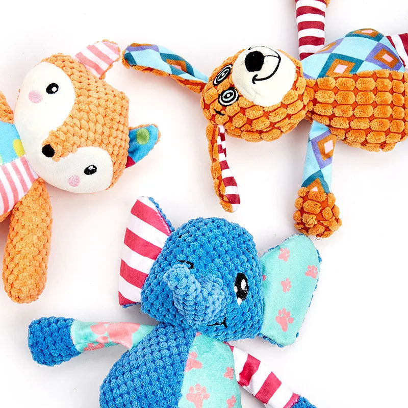 Squeaky Plush Dog Chew Toy - Bite Resistant Dental Care Animal