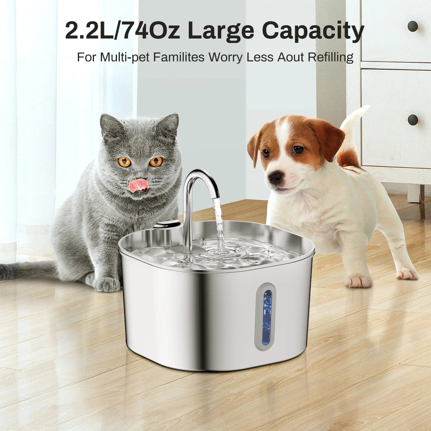 AquaFlow Stainless Pet Fountain