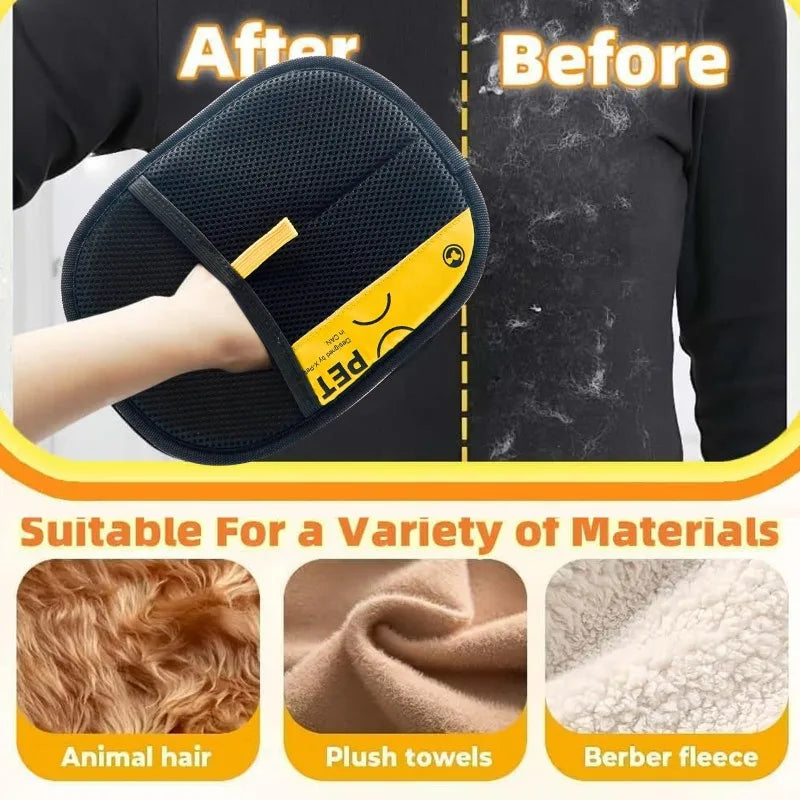 Two-Way Electrostatic Pet Hair Remover Glove & Brush Set