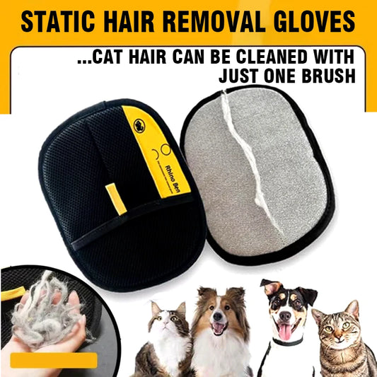 Two-Way Electrostatic Pet Hair Remover Glove & Brush Set