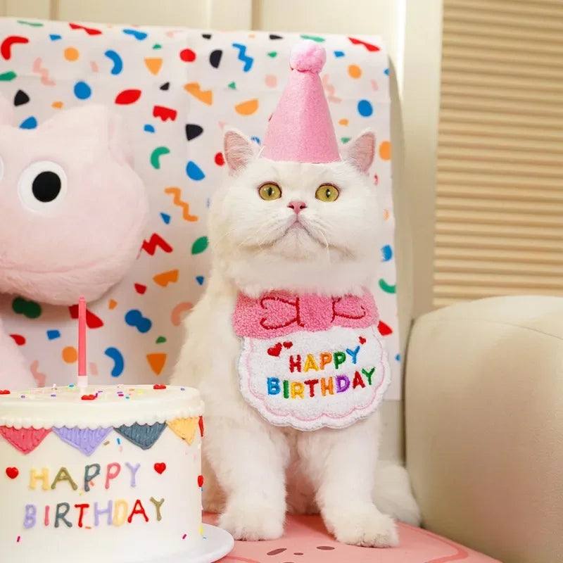 Adorable Magic Birthday Pet Hat & Matching Bib Set