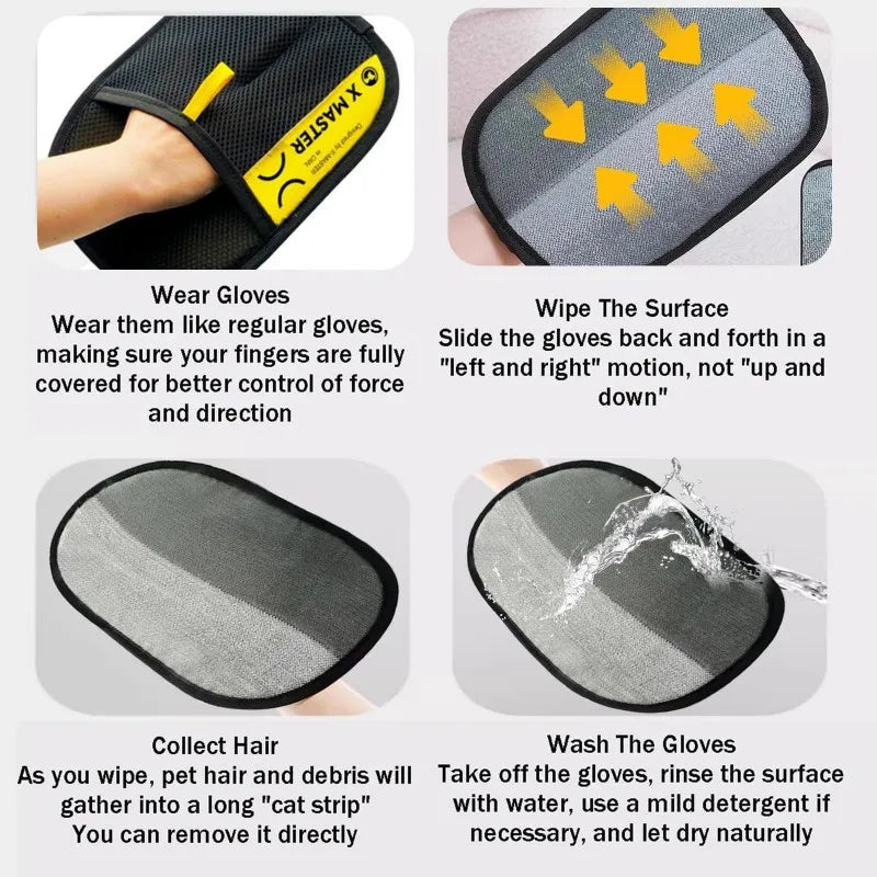 Two-Way Electrostatic Pet Hair Remover Glove & Brush Set