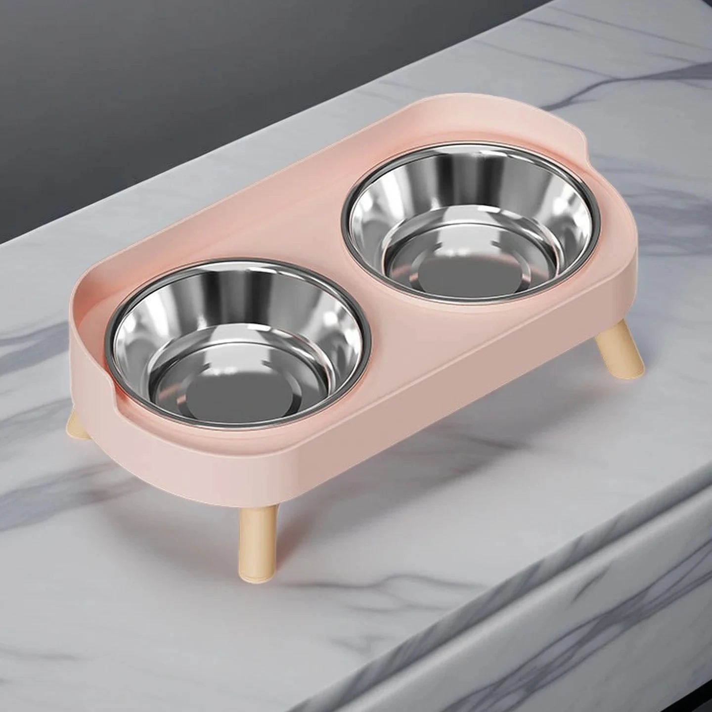 Dopamine Elevated Pet Feeder - Dual Stainless Steel Bowls with Neck Support