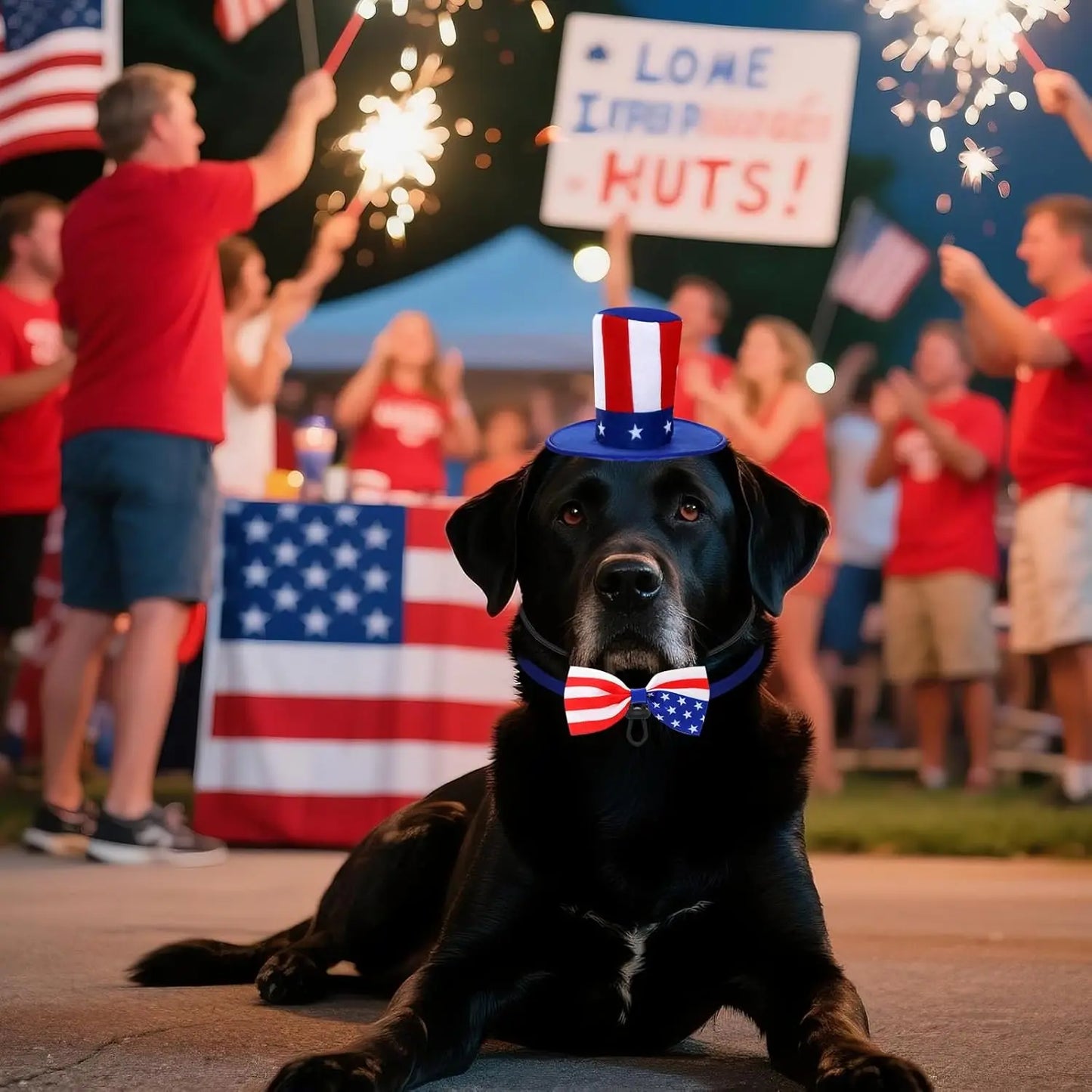 Uncle Sam Patriotic Pet Hat & Bowtie Set - 4th of July Edition