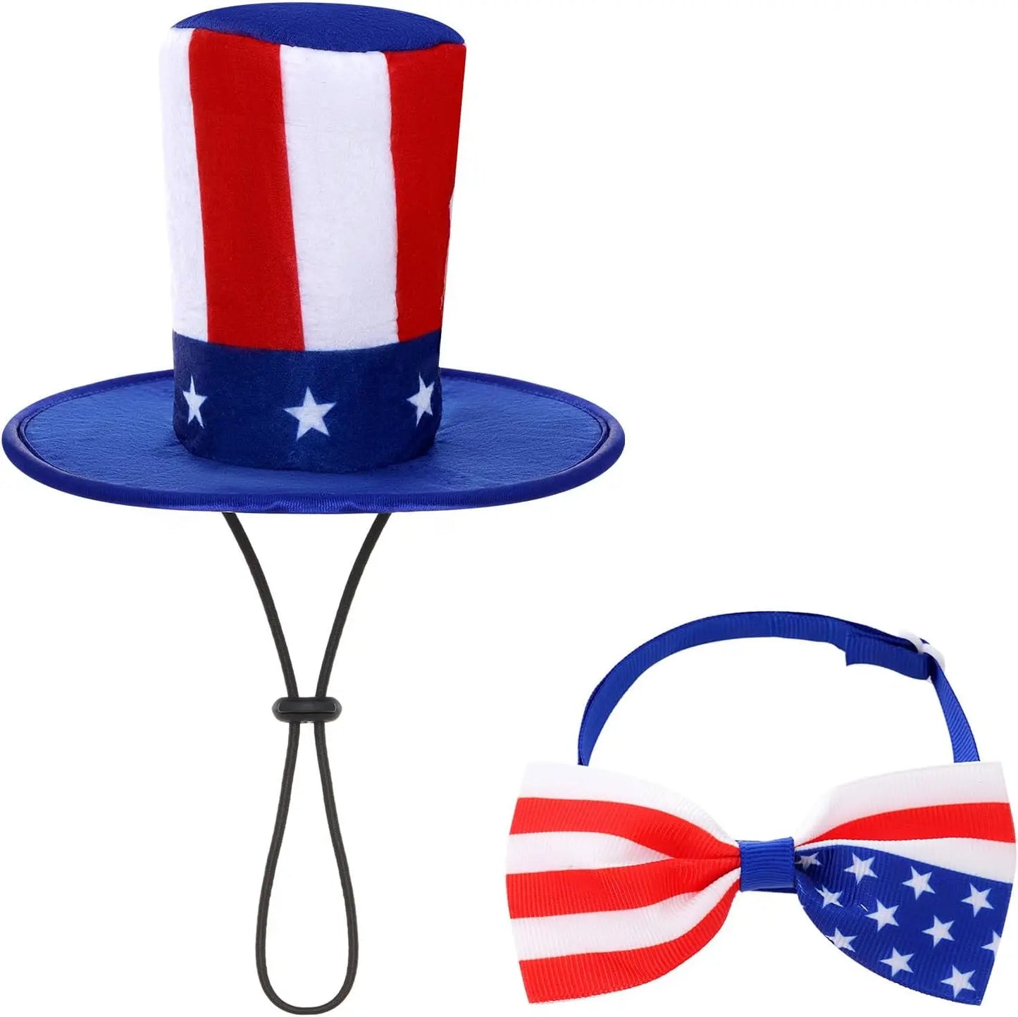 Uncle Sam Patriotic Pet Hat & Bowtie Set - 4th of July Edition