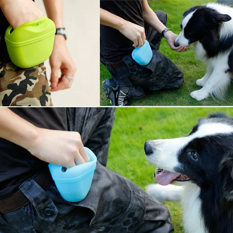 Magnetic Silicone Pet Treat Pouch - Hands-Free Training Bag