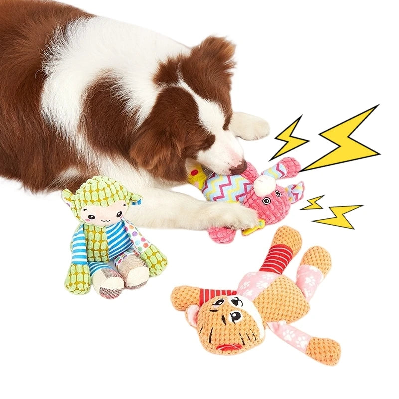 Squeaky Plush Dog Chew Toy - Bite Resistant Dental Care Animal