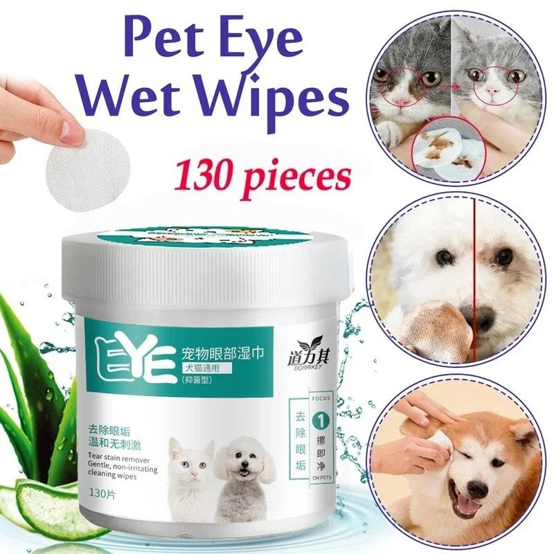 Gentle Tear Stain & Ear Cleaning Wipes for Dogs & Cats (130 Pcs)