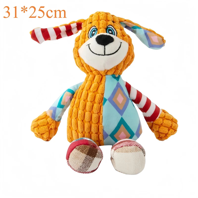 Squeaky Plush Dog Chew Toy - Bite Resistant Dental Care Animal
